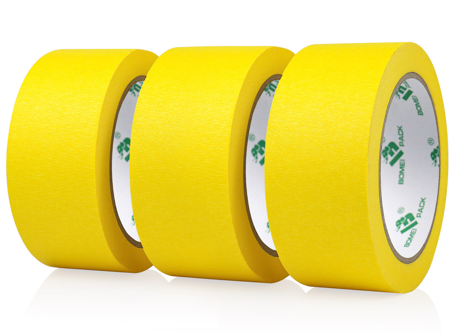 BOMEI PACK 3 Pack Yellow Painters Tape, 2 inch x 30yds, Premium Painting Masking Tape, Clean Release Paper Tape for Home and Office