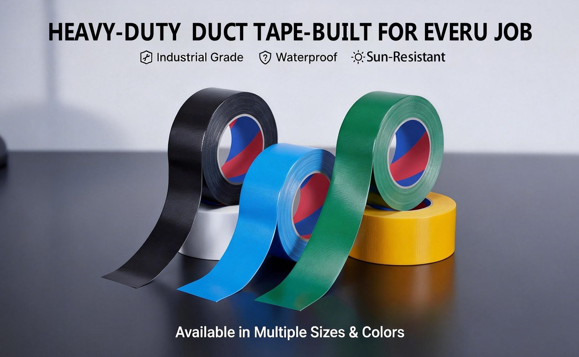 Black Heavy Duty Duct Tape, 1 Inch x 55 Yards, Industrial Grade Waterproof & UV Resistant, Strong Adhesive for Indoor Outdoor Repairs, Crafts, Home Improvement, Moving Packing and DIY Projects