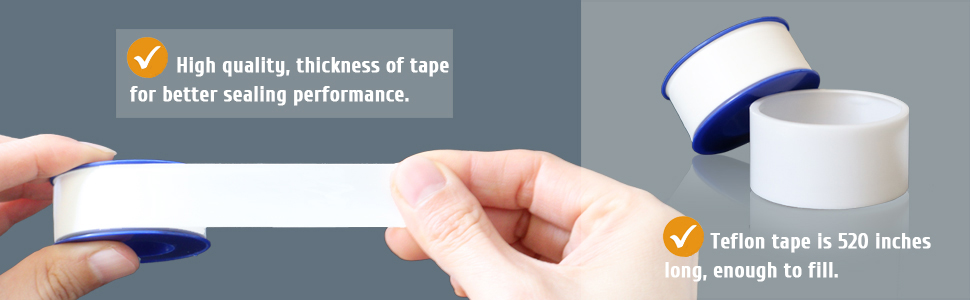 VOTMELL 4 Rolls 3/4 Inch(W) X 520 Inches(L) Teflon Tape for Plumbers, PTFE Thread Seal, Pipe Sealing, Shower Head - White