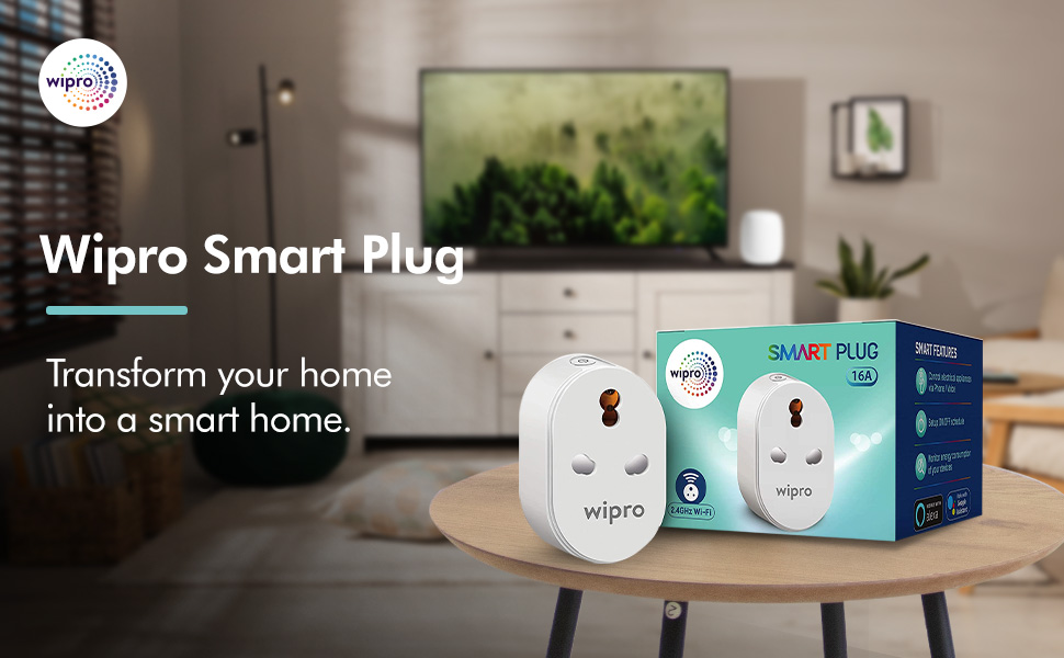 Wipro 16A Wi-Fi Smart Plug with Energy Monitoring- Suitable for Large Appliances like Geysers, Microwave Ovens, Air Conditioners (Compatible with Alexa and Assistant)- White (Pack of 2)