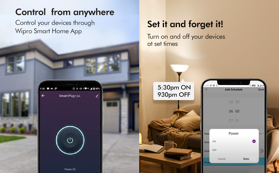 Wipro 16A Wi-Fi Smart Plug with Energy Monitoring- Suitable for Large Appliances like Geysers, Microwave Ovens, Air Conditioners (Compatible with Alexa and Assistant)- White (Pack of 2)