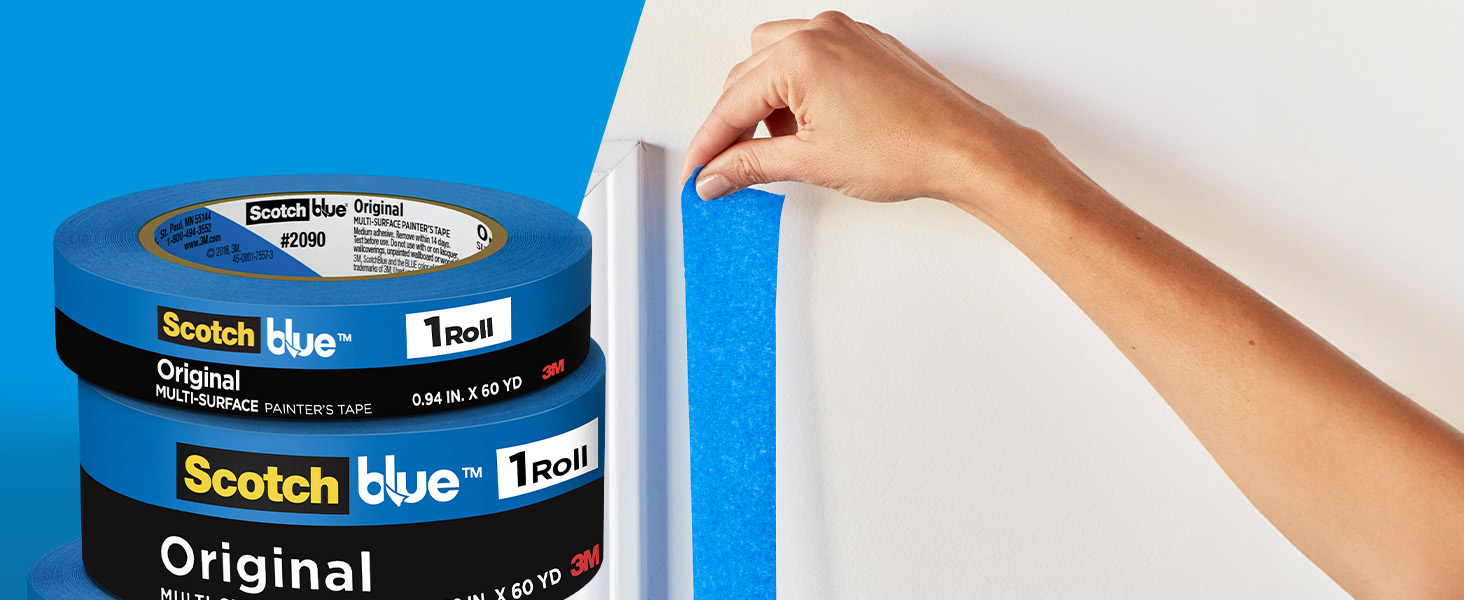 ScotchBlue Original Multi-Surface Painters Tape, 1.5 Inch Wide (1.41 In. x 60 Yds) 3 Rolls, Blue Paint Tape Protects Surfaces and Removes Easily, Masking Tape for Indoor and Outdoor Use (2090-36AP3)
