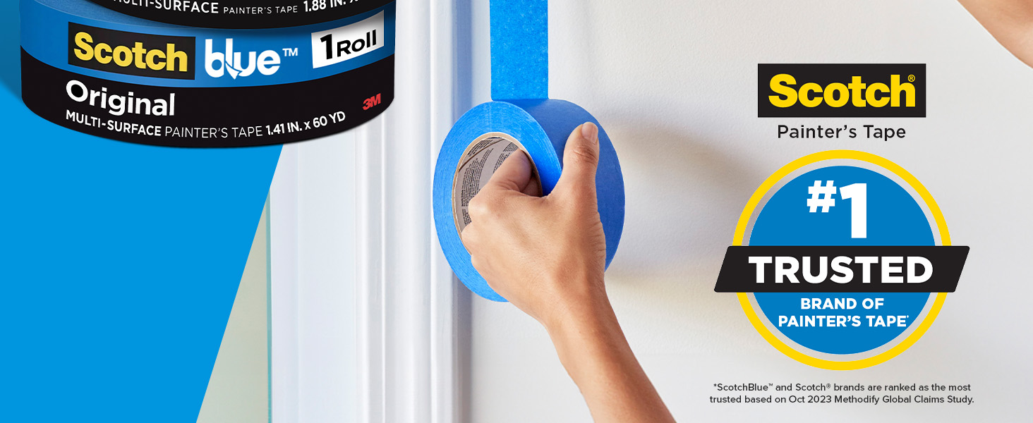 ScotchBlue Original Multi-Surface Painters Tape, 1.5 Inch Wide (1.41 In. x 60 Yds) 3 Rolls, Blue Paint Tape Protects Surfaces and Removes Easily, Masking Tape for Indoor and Outdoor Use (2090-36AP3)