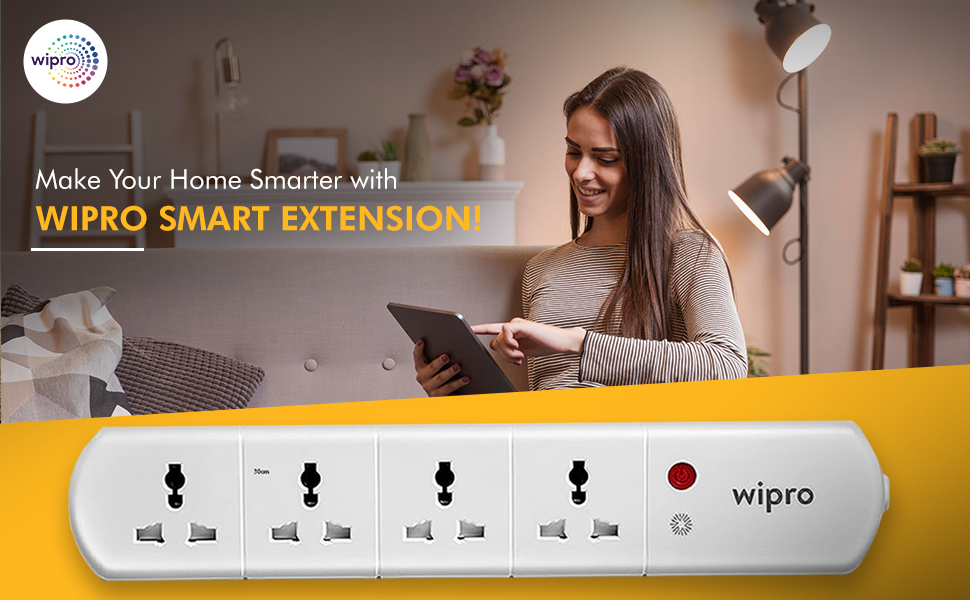 Wipro Smart Wi-Fi USB Extension Board with 3 Universal Socket & 3 USB| Voice control with Alexa and Asst| Energy Monitoring Feature for Connected Device | Schedule ON/OFF (Pack of 1, White)