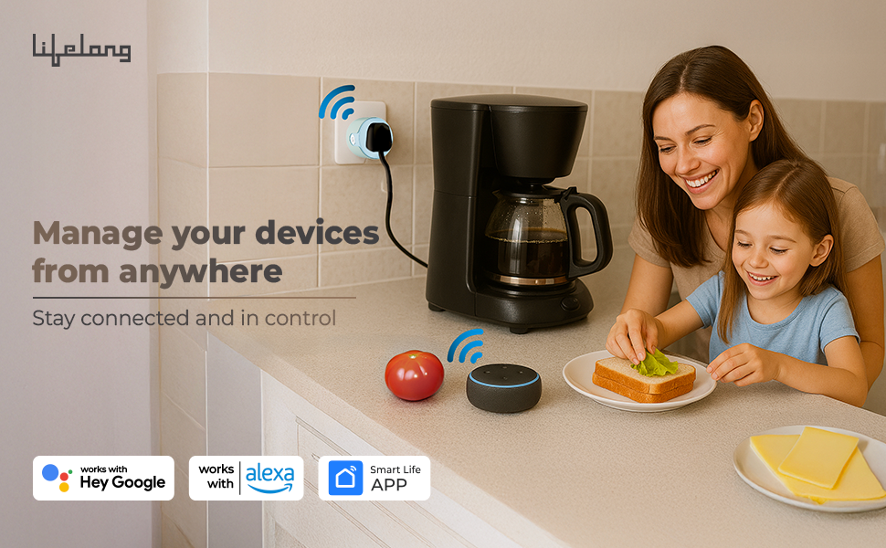 Lifelong Electronics 10A WiFi Smart Power Plug for Home Automation | With App Control, Timer, Voice Control, Scheduling | Smart Plugs Gadget | Electrical Switch Socket | Compatible with Alexa &