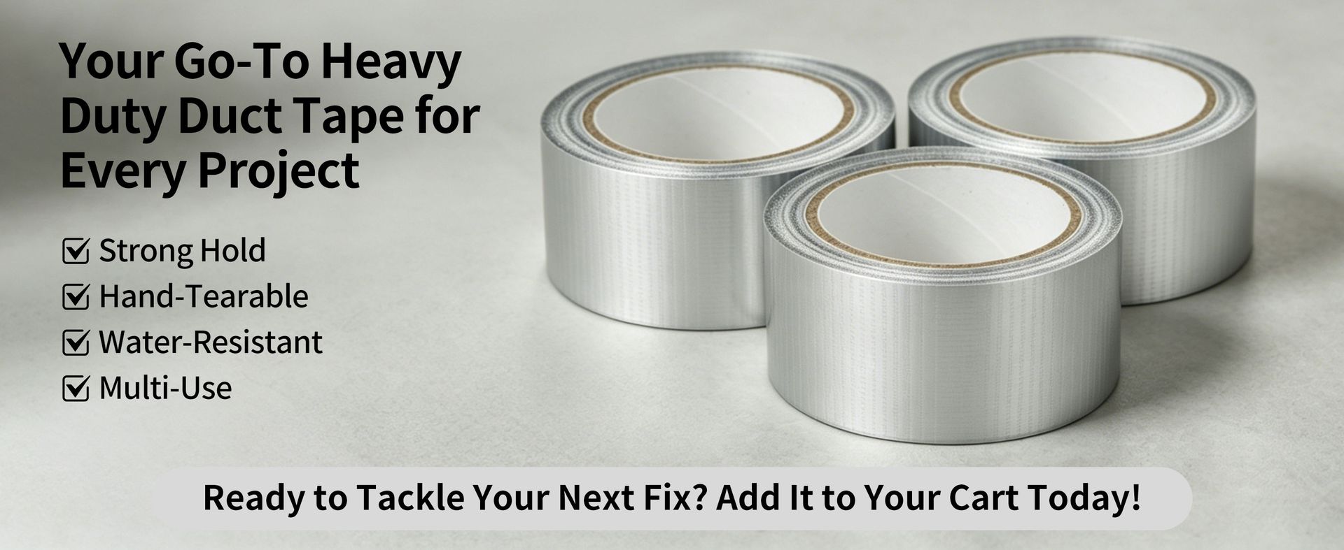 3 Pack Heavy Duty Duct Tape Strong Adhesive 66 Yards x 2 Inch Total