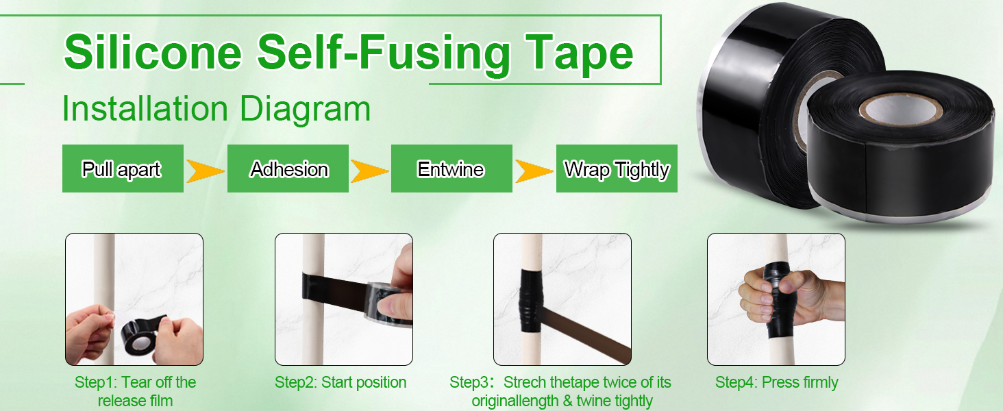 Self Fusing Silicone Tape 1 in x 16.4' Black Waterproof Rubber Leak Proof Sealing Silicone Rubber Self-amalgamating Tape for Emergency Hot and Cold Water Pipe Repairs and Tool Fixation