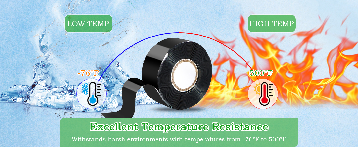Self Fusing Silicone Tape 1 in x 16.4' Black Waterproof Rubber Leak Proof Sealing Silicone Rubber Self-amalgamating Tape for Emergency Hot and Cold Water Pipe Repairs and Tool Fixation