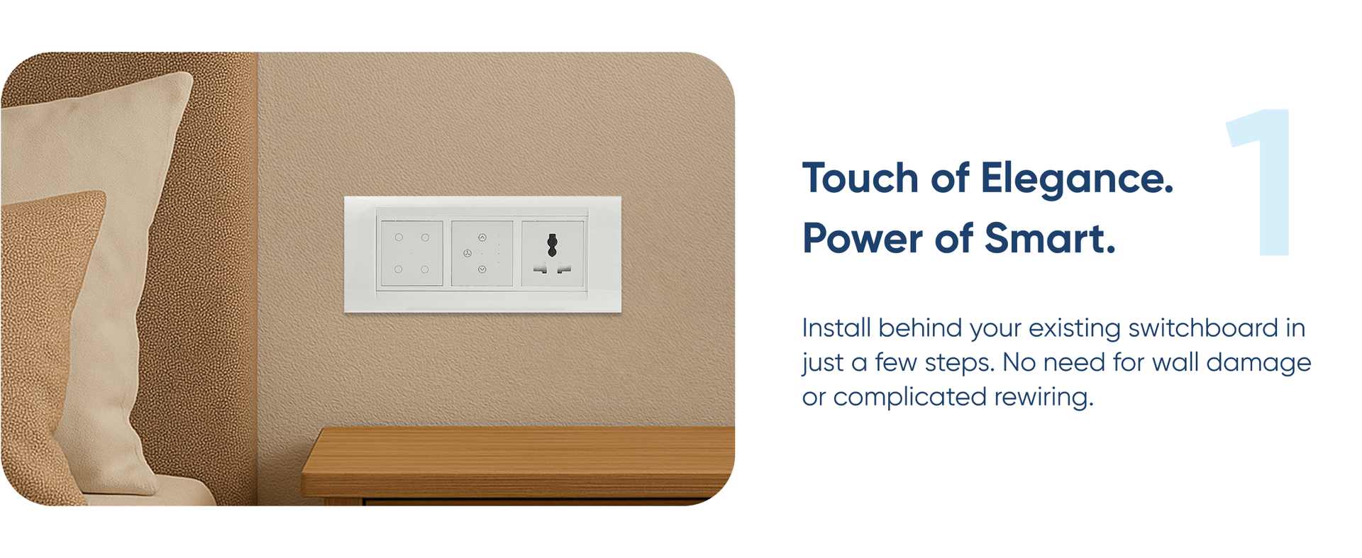 Aziot 6 Module Switch Board Plate | Smart 4 Touch, Fan Touch SW & Socket (Glass Finish) | WiFi + BLE | , Alexa & Siri (Black)