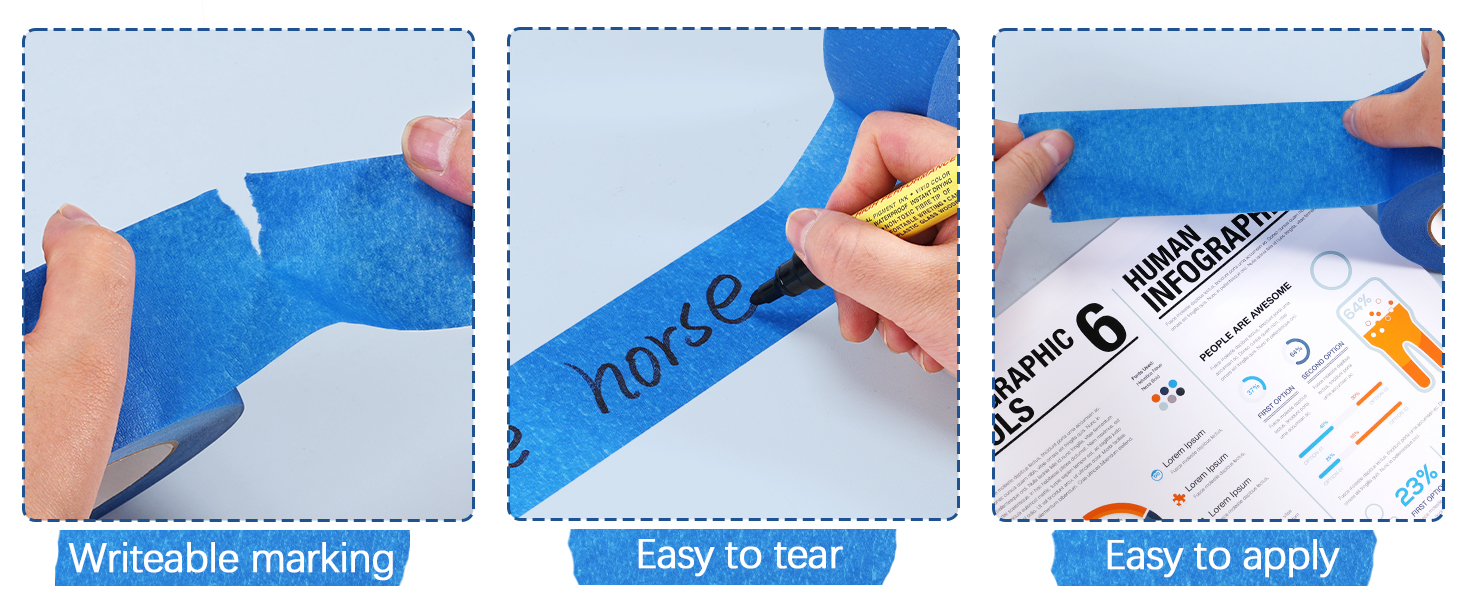 Lzerking Premium Blue Tape 12 Rolls 1.88 inches x 55 Yards, Painters Tape, Masking Tape for Purpose Wall Painting, Home Improvement (Totaling 660 Yards)