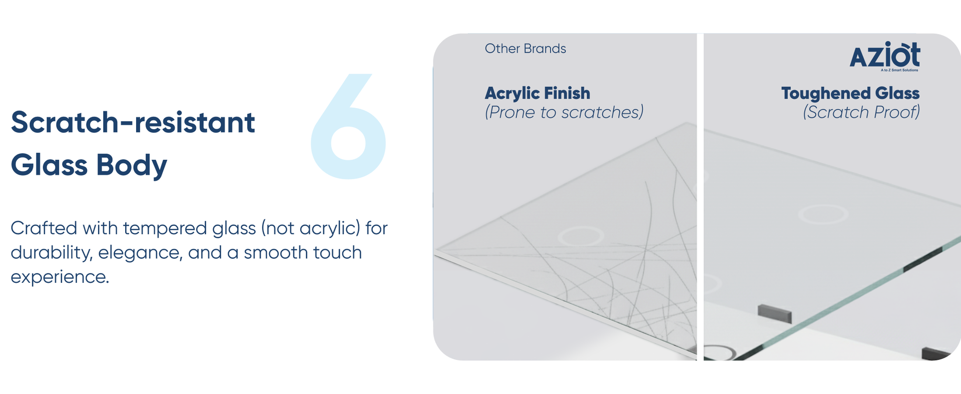 AZIOT SMART MODULAR 1 GANG PREMIUM TOUCH SWITCH - GLASS (Not Acrylic)- (24 amp Switch): Elevate Your Home with Effortless Control