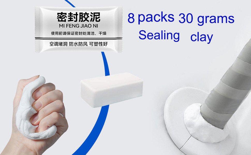 8-Pack White Sealant Clay Duct Seal Putty, Plumbers Putty for Wall Holes AC Gaps Drain Pipe Sealing, Indoor Outdoor Waterproof Repair, Wall Hole, Air Conditioning Hole, Drains & Wiring Gaps