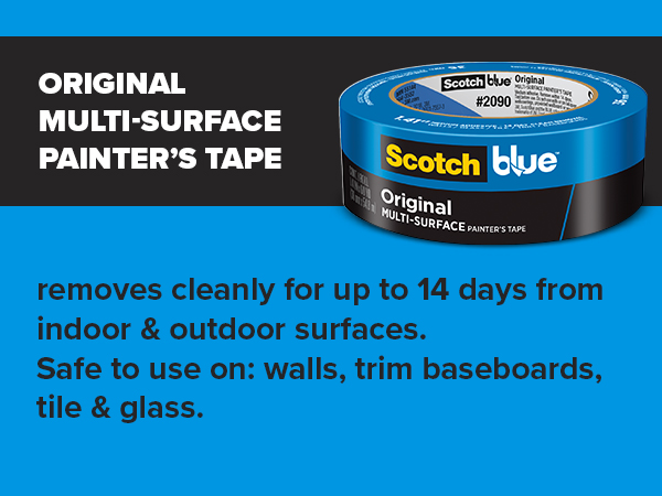 Scotch Painter's Tape 1.41 inches Original Multi-Surface Painter's Tape, x 60 yards (360 yards total), 2090, 6 Rolls, Blue, 6 Foot
