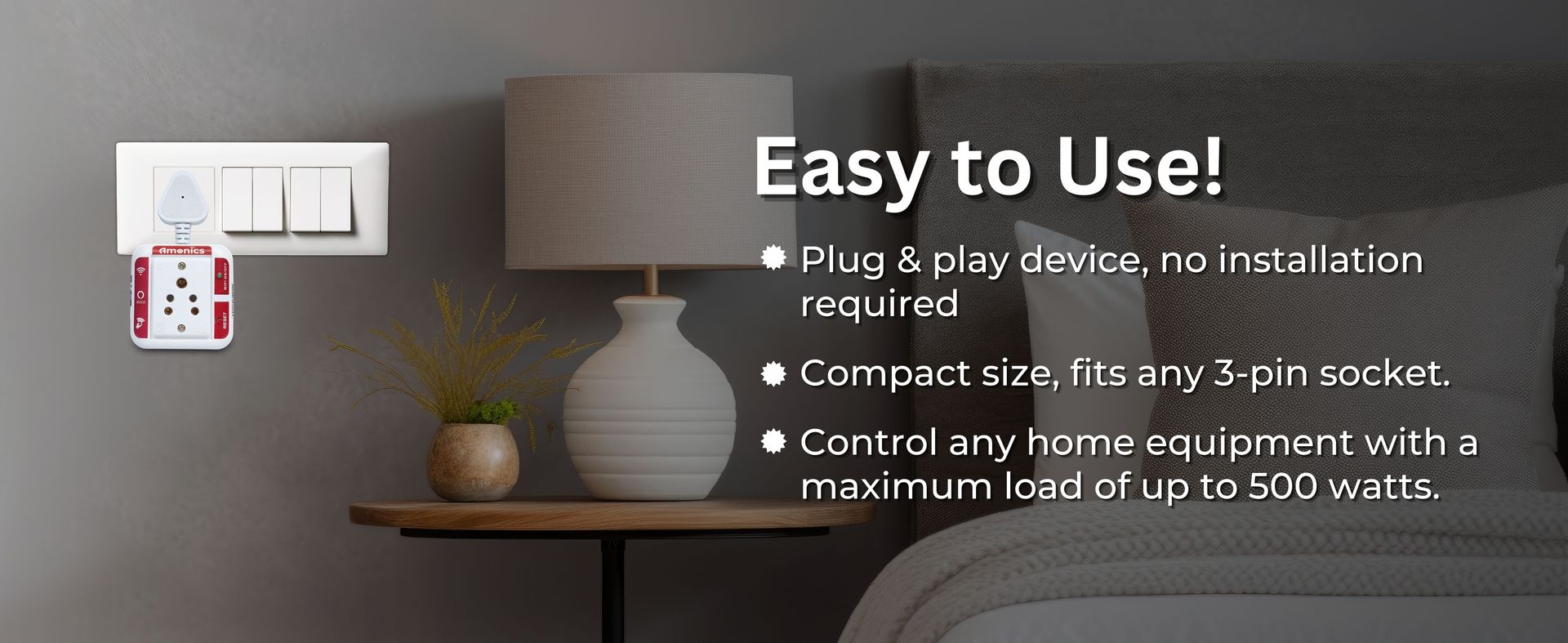 Smart Plug 6amp, WiFi Enabled, Timer Function, IR Remote Compatible, App Control, 6A/1000W Max Load, White
