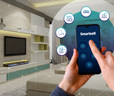 Smarteefi customizable WiFi Smart Switch Board| Guaranteed schedules| 5 Port(4 Switch+1 Fan Control)| Customize with add-on modules| Compatible with Alexa & GHome (Size: 8M-Square (154mmx160mmx40mm))