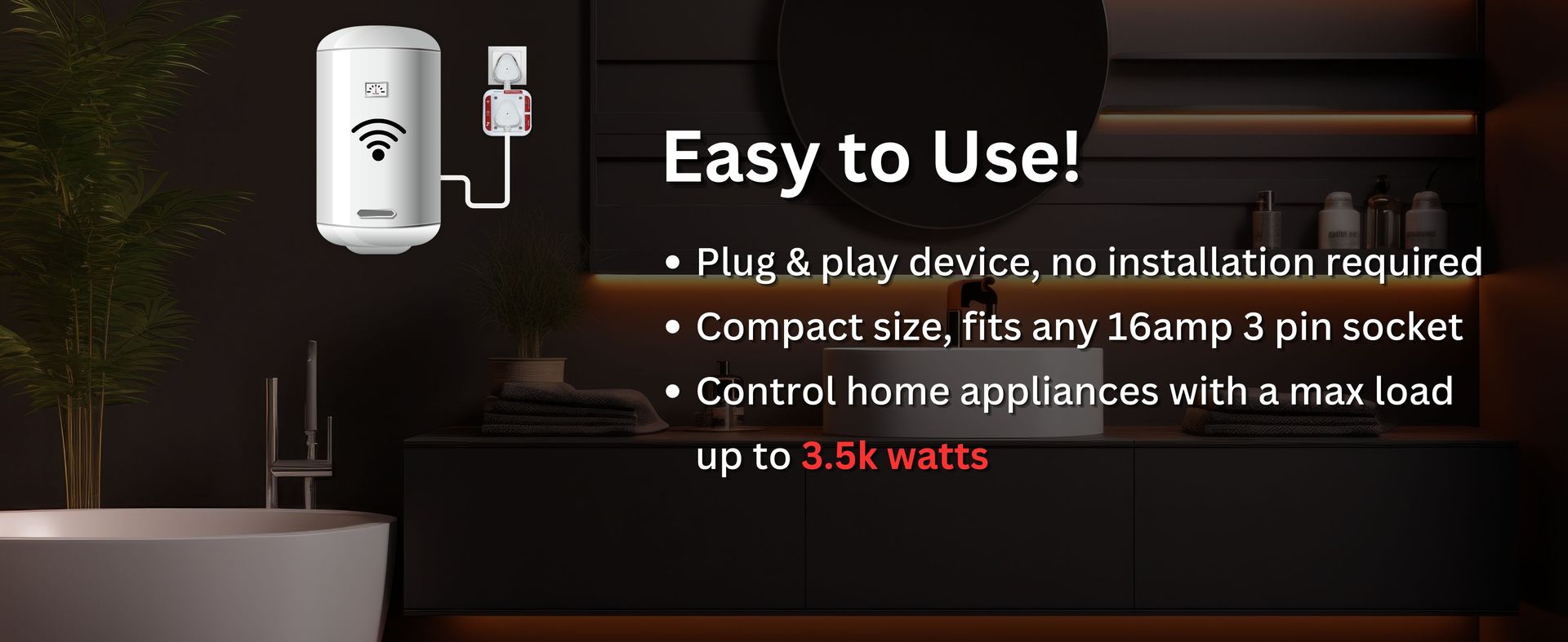 Smart Plug 16amp | 3500W Heavy Load | App | IR Remote, Alexa & Home Compatible | Geyser Automation | Smart Socket for 16A Appliances