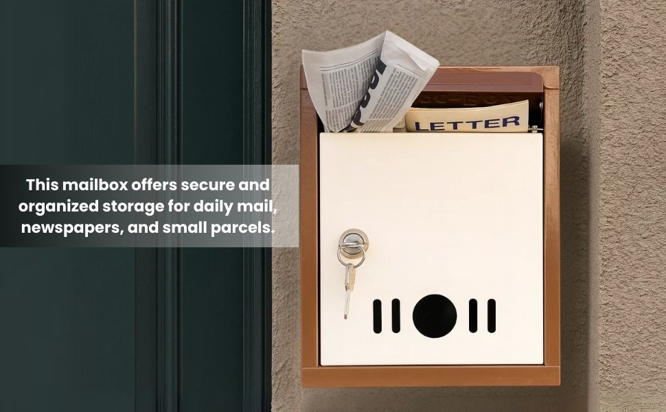 High Grade Metal Mail Box Letter Box (Brown) for Home and Gate Office Wall Mount Box Size 9 * 11 * 3 inch