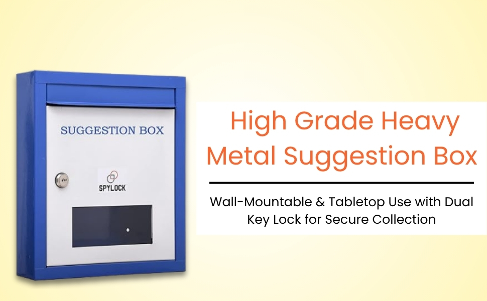 Raj Rajeshwari High GradeHeavy Metal Suggestion Box/Mail Box/Compaint Box/Donation Box/Wall Mountable with Two Key Lock Or Table Surface Box (Blue)