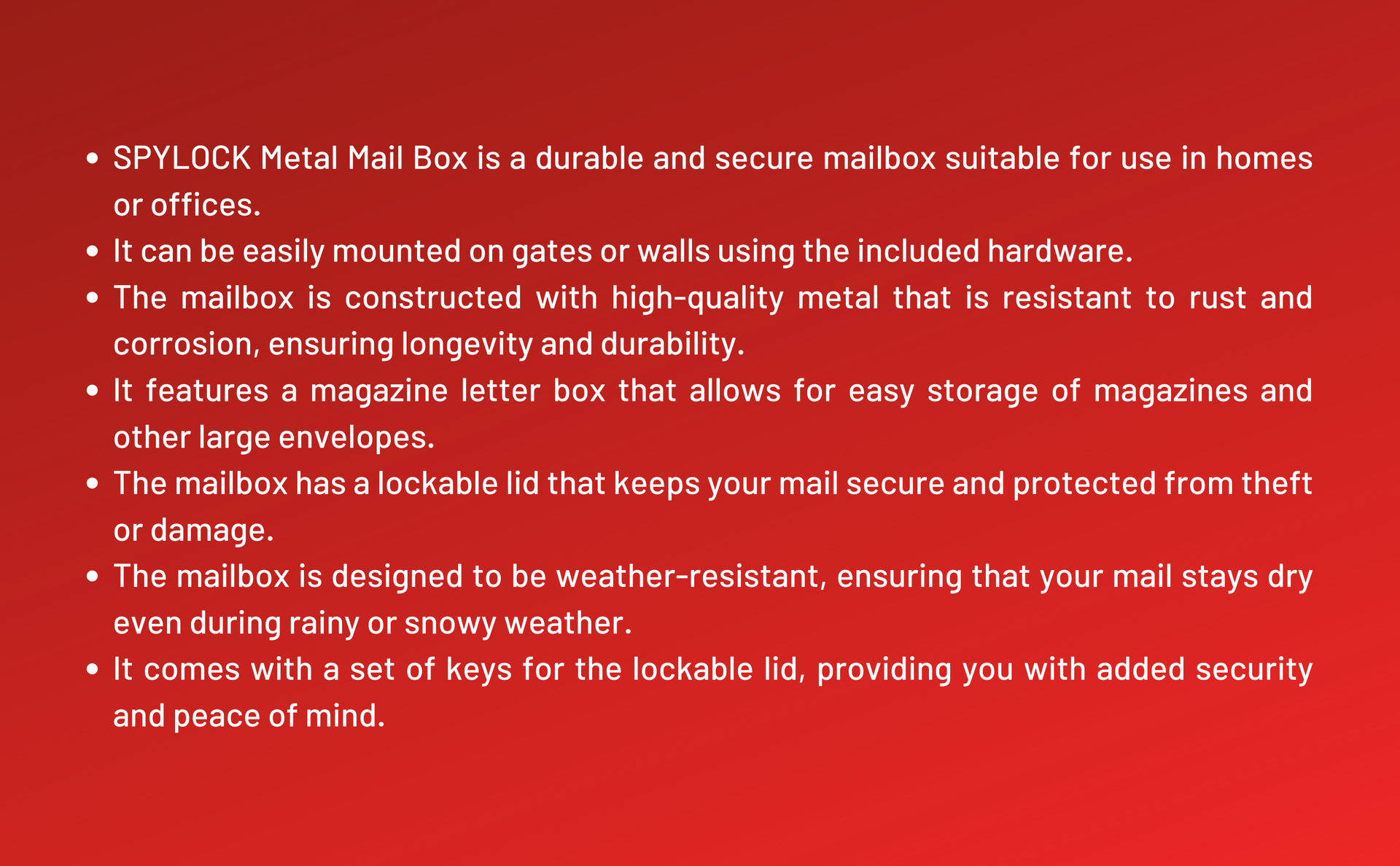 Metal Mail Box Letter Box for Home and Gate Office Wall Mount Box Red & ivery Size (11 * 9 * 3 inch)