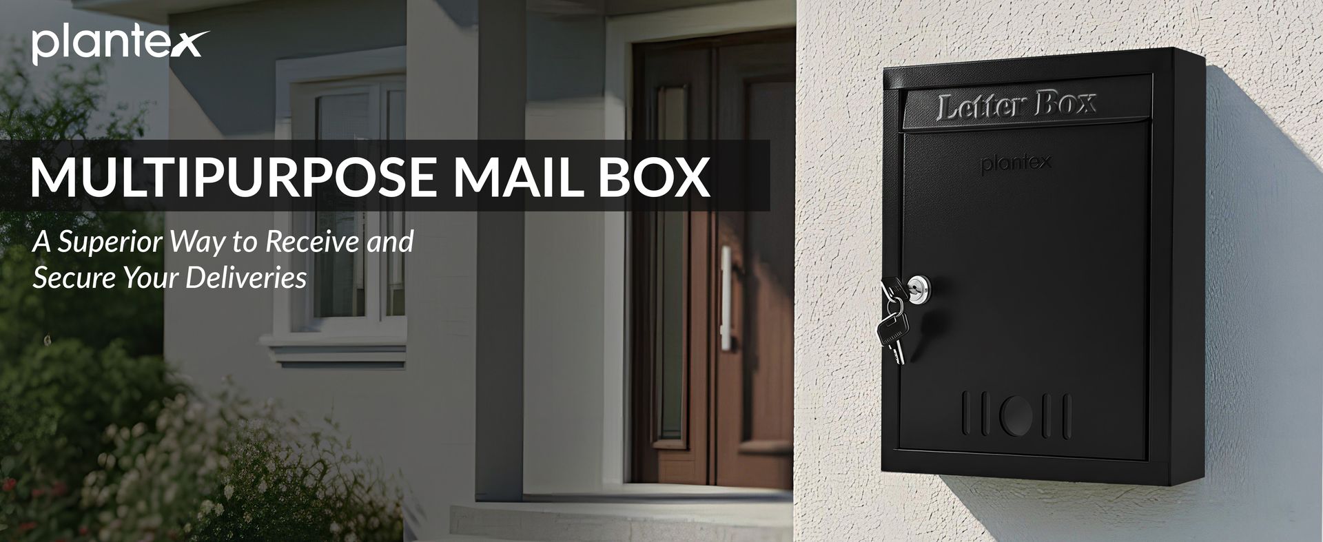 Plantex Letter Box/GI Steel Post Box/Suggestion Box for Office Use with Key Lock/Letter Box for Home gate/Mail Box (Black) - Wall Mount - A4 Size