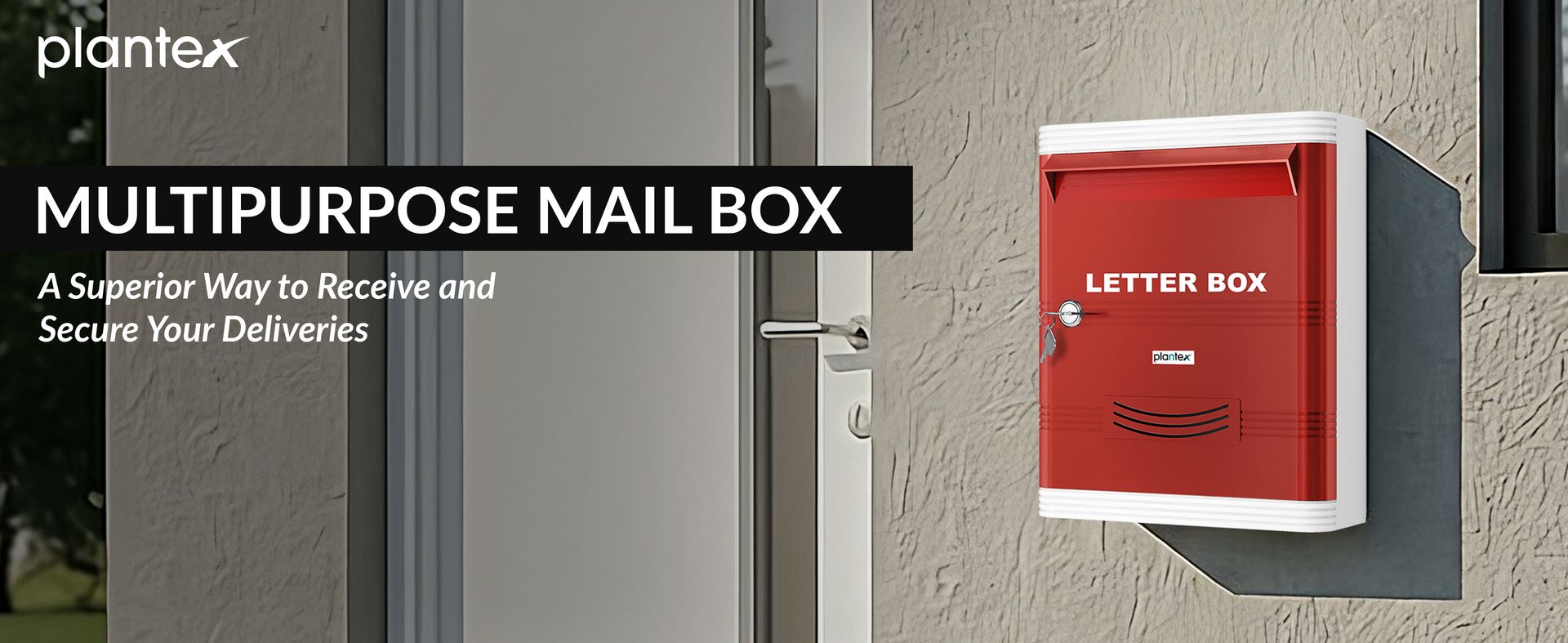 Plantex Suggestion Box/Durable Plastic Letter Box/Mail Box for Home gate with Key Lock/Complaint Box for Hotel/School/Office - (Red & White), Wall Mounted