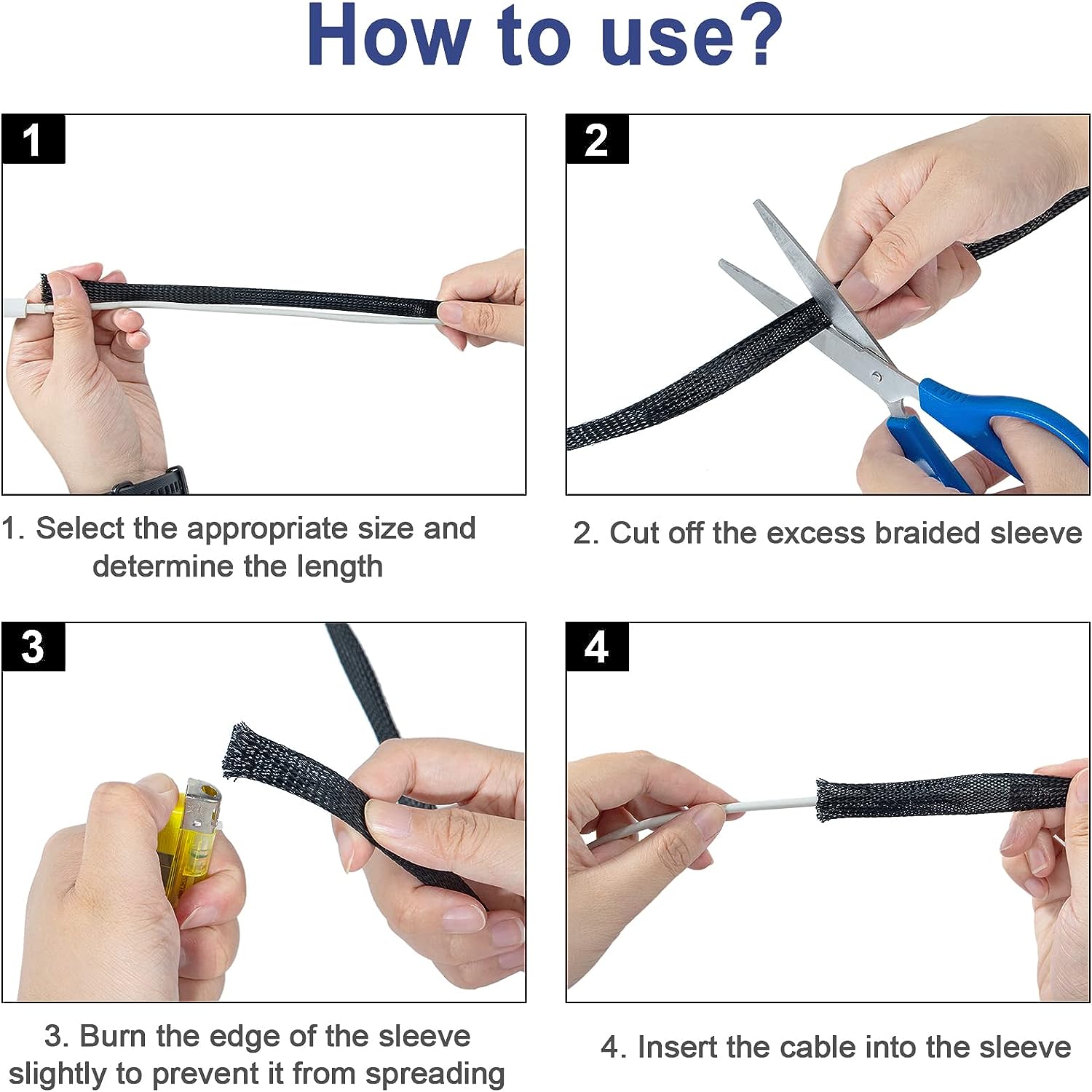 Rpi shop - 5 Meters Polyester Braided Sleeve, Nylon Braided sleeve, braided expandable sleeve for good wire protection, 5 Different Size(3mm, 4mm, 6mm, 8mm, 10mm) Each 1 Meter Color Black