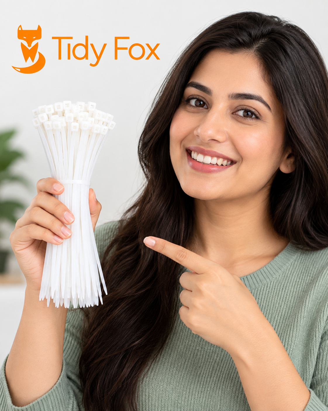 Tidy Fox Heavy Duty Nylon Cable Ties, Self Locking Zip Ties, 12 inch (300 mm) x 3.6 mm, Pack of 100, White, for Cable Management, Garden and Outdoor Use, Made in India