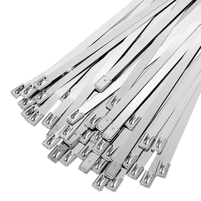 12 Inch (300 x 4.6 mm) SS 304 Stainless Steel Cable Ties Self-Locking Metal Zip Ties for Industrial & Outdoor Use (25 Pcs)