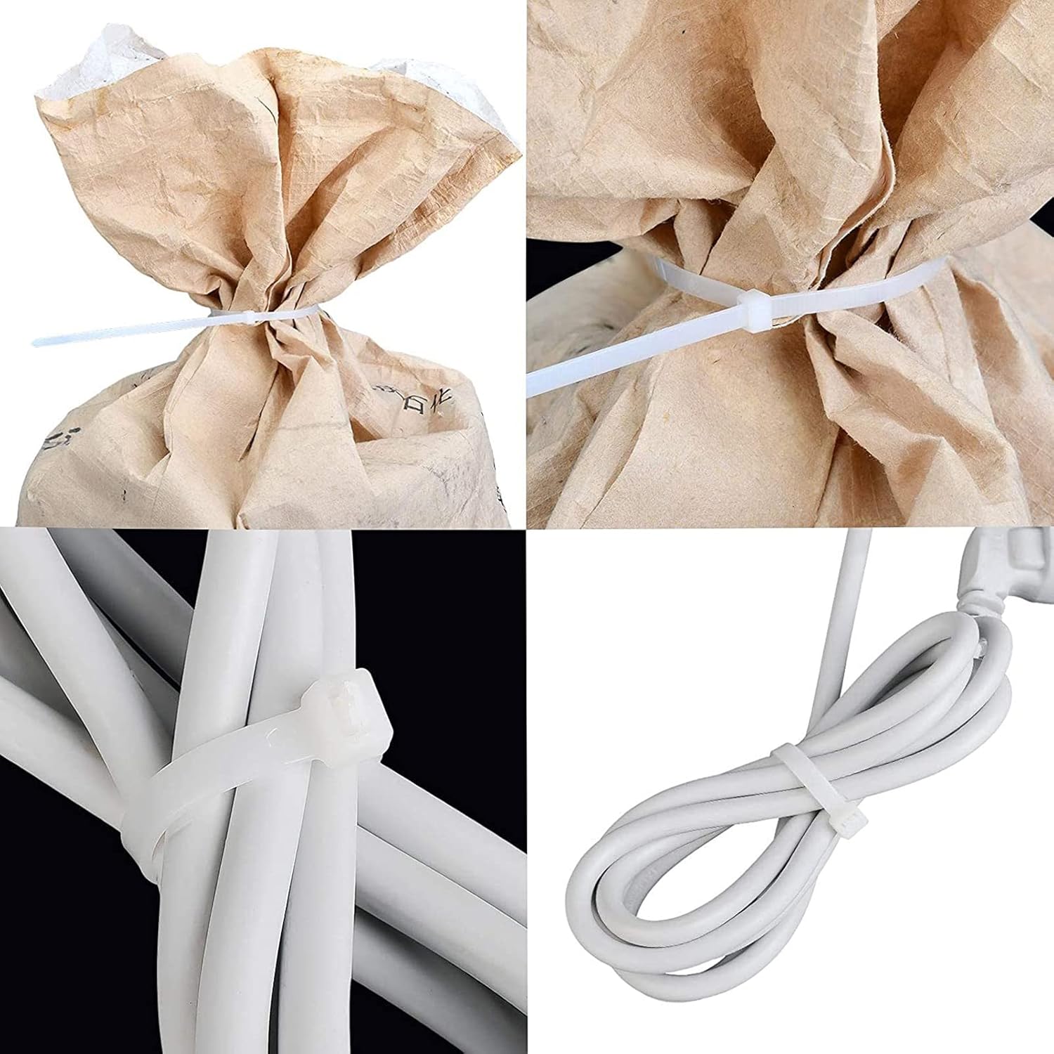 Teeth Grip Nylon Self Locking Zip Cable Ties, Black 300mm 12" inch, Pack of 100) Multi-Purpose Heavy Duty Cord Management Ties, Plastic Ties for Home, Office, Garden, Workshop.