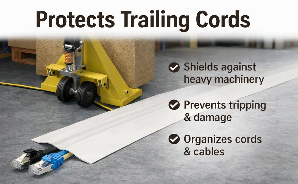 Floor Cord Cover PVC Cable Protector for Wires on Floor, Cord Hider for Extension Cables, Wire Cover for Cable Management (1 Meter)