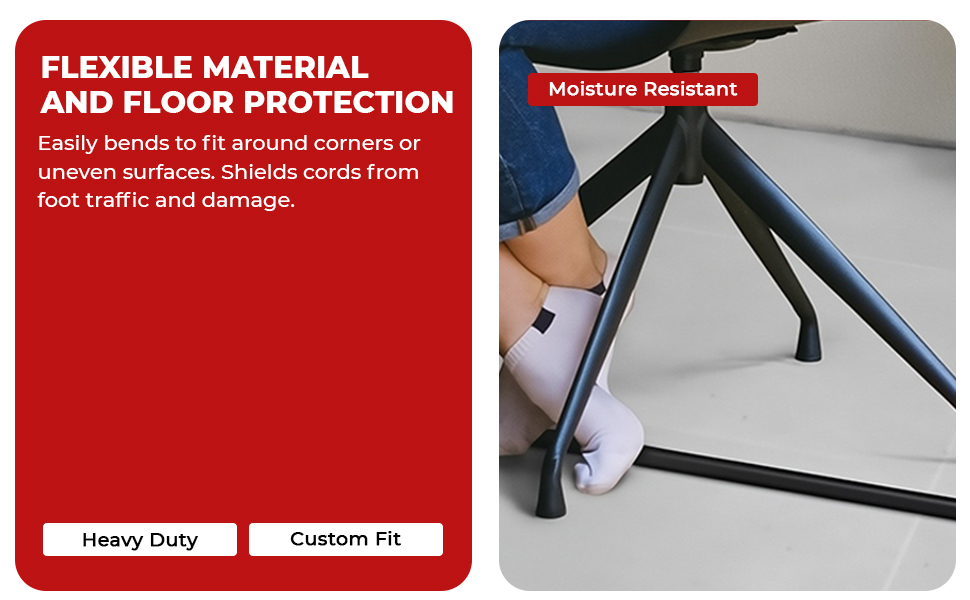 Serplex® PVC Cord Cover 6.6ft Self Adhesive Floor Cord Hider Cord Guider