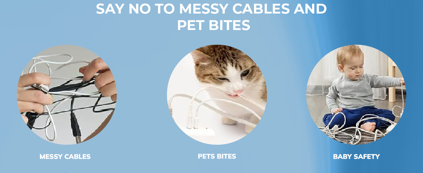Robustt Cable Oragnizer - Black (Pack of 1) | 30 MM Diameter Cable Sleeve | 1.5 Meter Cable Organiser with Clip Zipper | Flexible | Protect Cats Dogs Pets from Chewing Cords