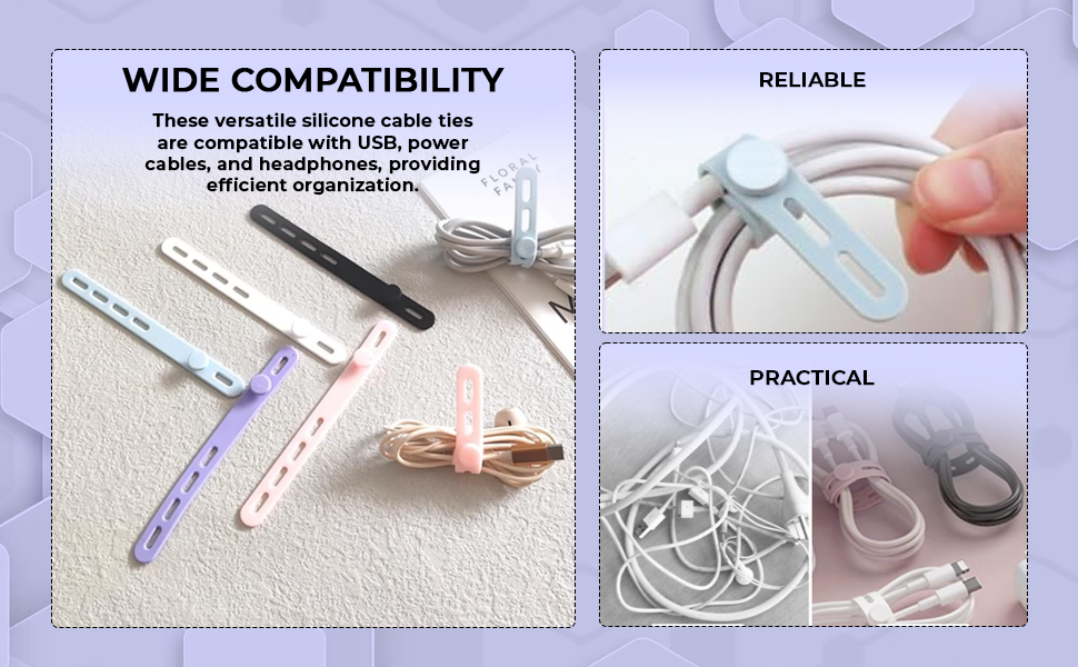 Verilux® 20Pcs Adjustable Cable Organisers, 5.12 inches Wire Organiser
