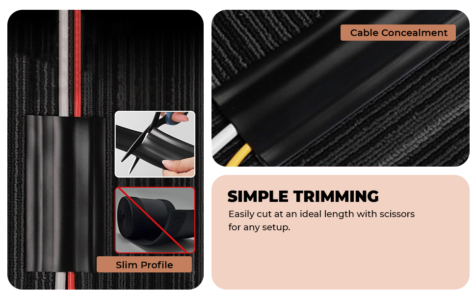 Serplex® 8.2Ft Floor Cord Cover, PVC Cord Covers for Wires on Floor