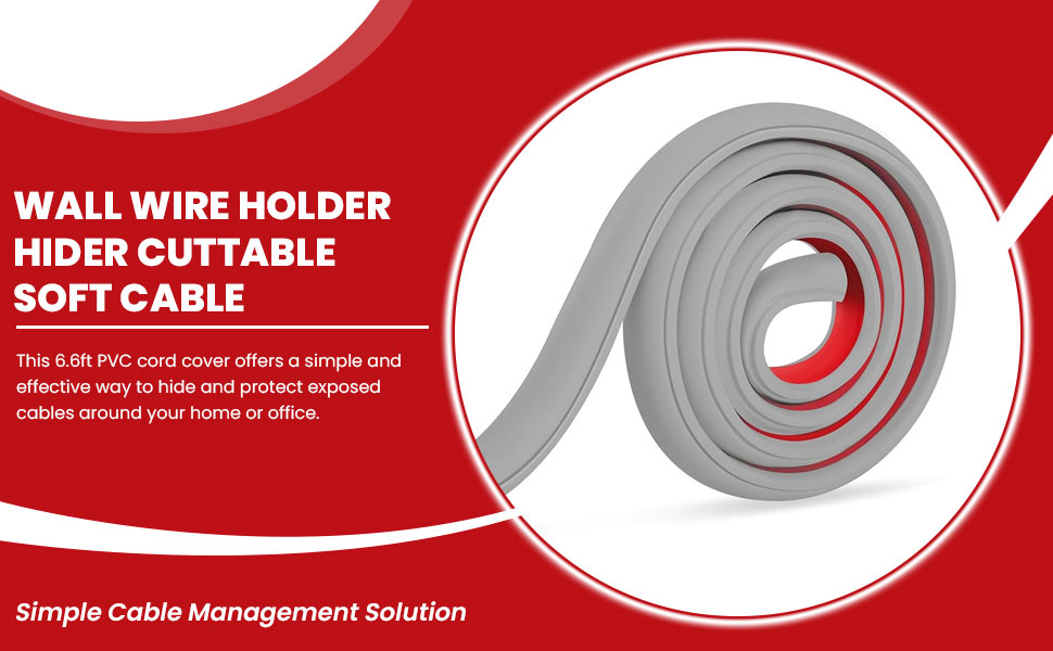 Serplex 6.6ft PVC Cord Cover for 1 Wire About 0.24" Diameter, Self Adhesive