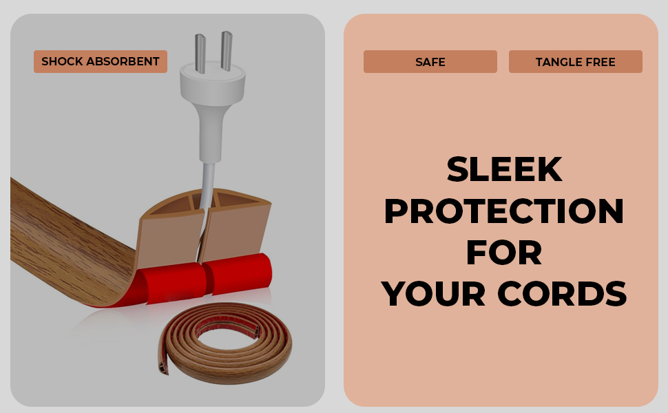 HASTHIP® 6.6ft Floor Cord Cover PVC Rubber Self Adhesive Cable Protector