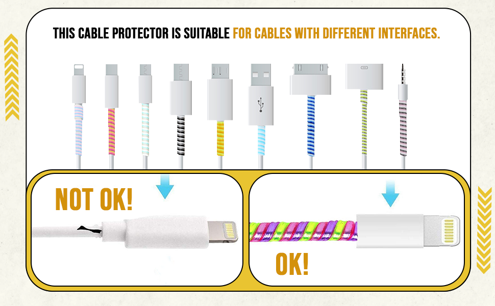 Florican Full Size 1.4 Meter (2 Pcs) Spiral Cable Protector Suitable for All iPhone/Android Mobile Charging Cables (Yellow)