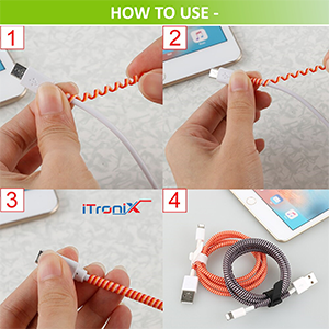 Florican Full Size 1.4 Meter (2 Pcs) Spiral Cable Protector Suitable for All iPhone/Android Mobile Charging Cables (Yellow)