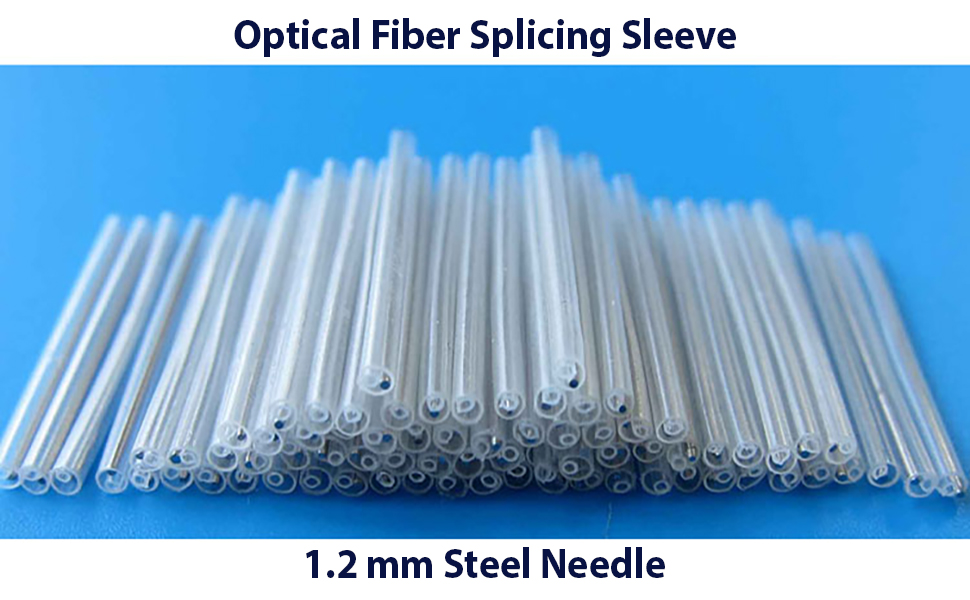 ADD GEAR SMV Optical Fiber Splicing Sleeve Clear PE Heat Shrinkable Tube Fiber Optic Cable/Fusion Splice Telecom FTTH Protector Kit 1.2 mm Steel Needle (Length 45 mm) (500)