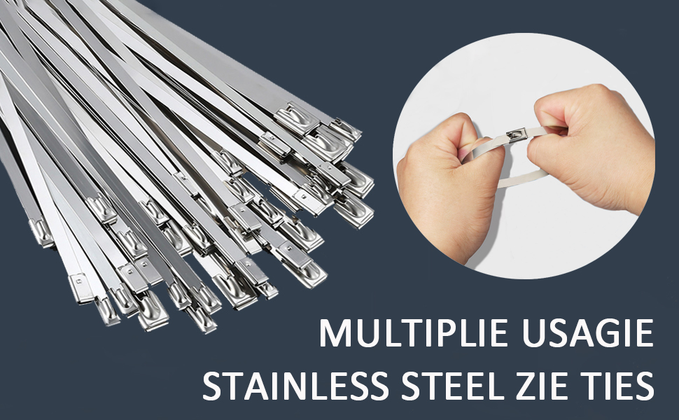 OFFO Metal Zip Ties 11.8 in 100 PCS Chain Link fence Ties Premium Heavy Duty Stainless Steel Wire Multifunctional Locking Exhaust Wrap Flexible Durable