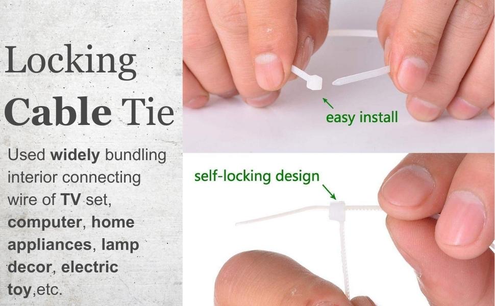 100 Pcs 6" in Cable Ties 150 Mm White Nylon Cable Tie Zip Wire Organiser Ties Premium Nylon Self Locking Cable Tie (White)(150 x 2.5 MM)