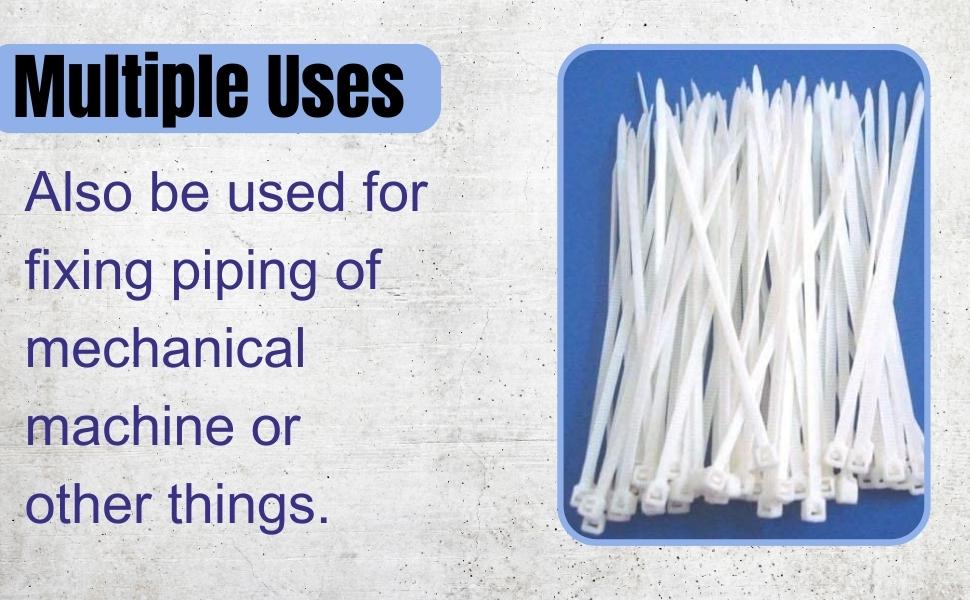 100 Pcs 6" in Cable Ties 150 Mm White Nylon Cable Tie Zip Wire Organiser Ties Premium Nylon Self Locking Cable Tie (White)(150 x 2.5 MM)