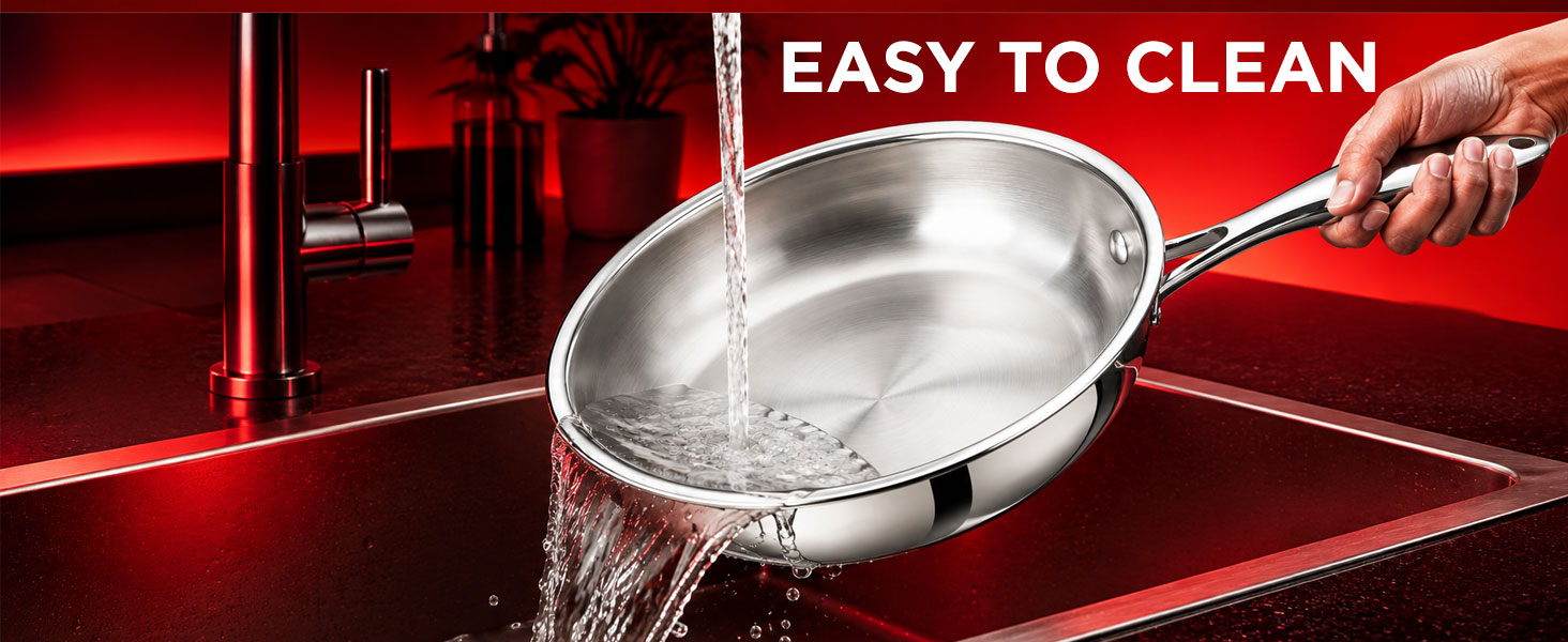 PNB Triply Stainless Steel Frypan with Tempered Glass Lid | 18 cm 1.5 Litre | 3-Ply Induction Gas Compatible | PFOA Free Healthy Cookware | 5 Year Warranty | Compact Frying Pan for 1-2 Person