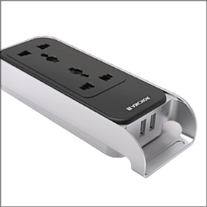 Anchor by Panasonic 6A Extension Board with Handle, 2 Sockets + USB 2.4A, 1.5m Cable (Black and Silver, 240 volts) (22074)