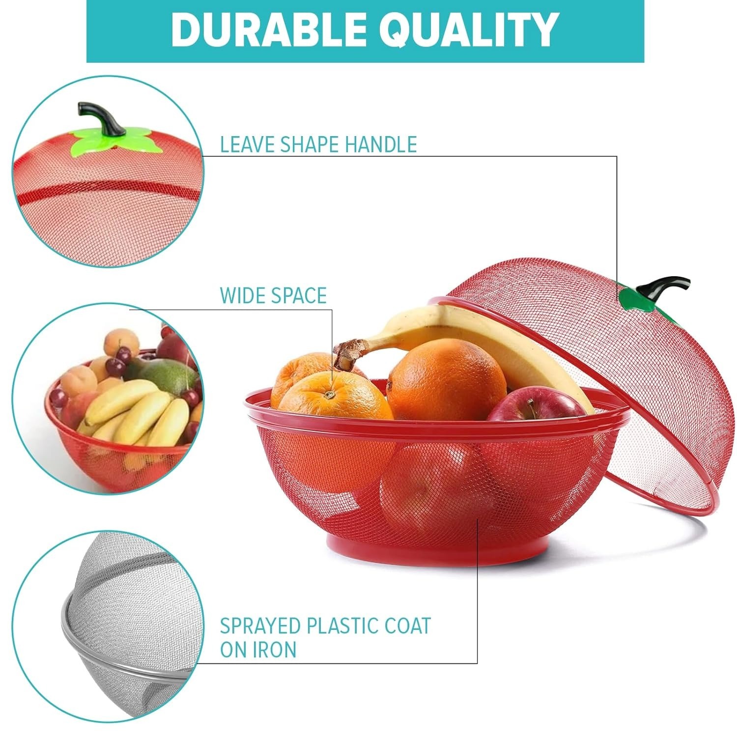 Durable Apple Shaped Fruit and Vegetable Basket with Mesh Cover for Kitchen, Multi-Purpose Stand with Protective Net Cover, Ideal for Storing Fresh Fruits & Vegetables