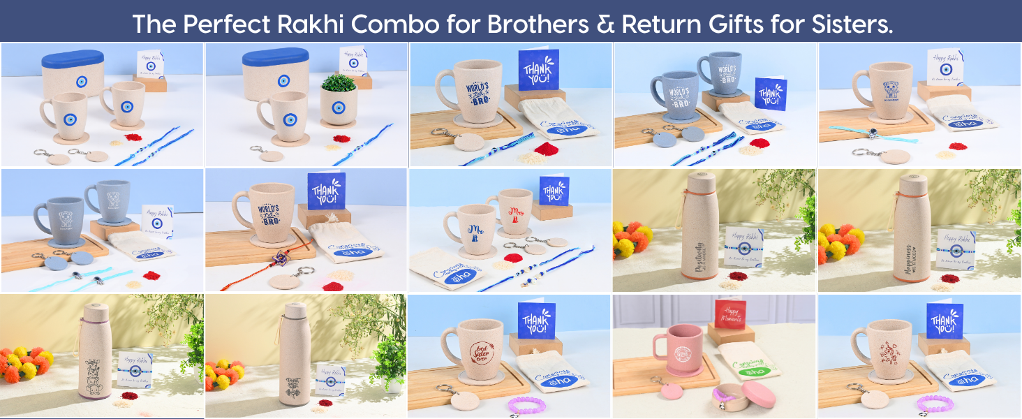 Eha Earth Friendly Rakhi Gift for Brother Made with Rice Husk | Set of 2