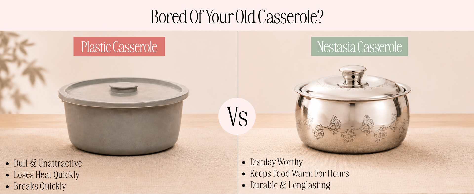 Nestasia Stainless Steel Insulated Casserole with Glass Lid (1000 ml) - 100% Food Safe Casserole for Roti Hot Case with Air Vent Lid - Keeps Food Hot & Cold | Rust Resistant & BPA - Free