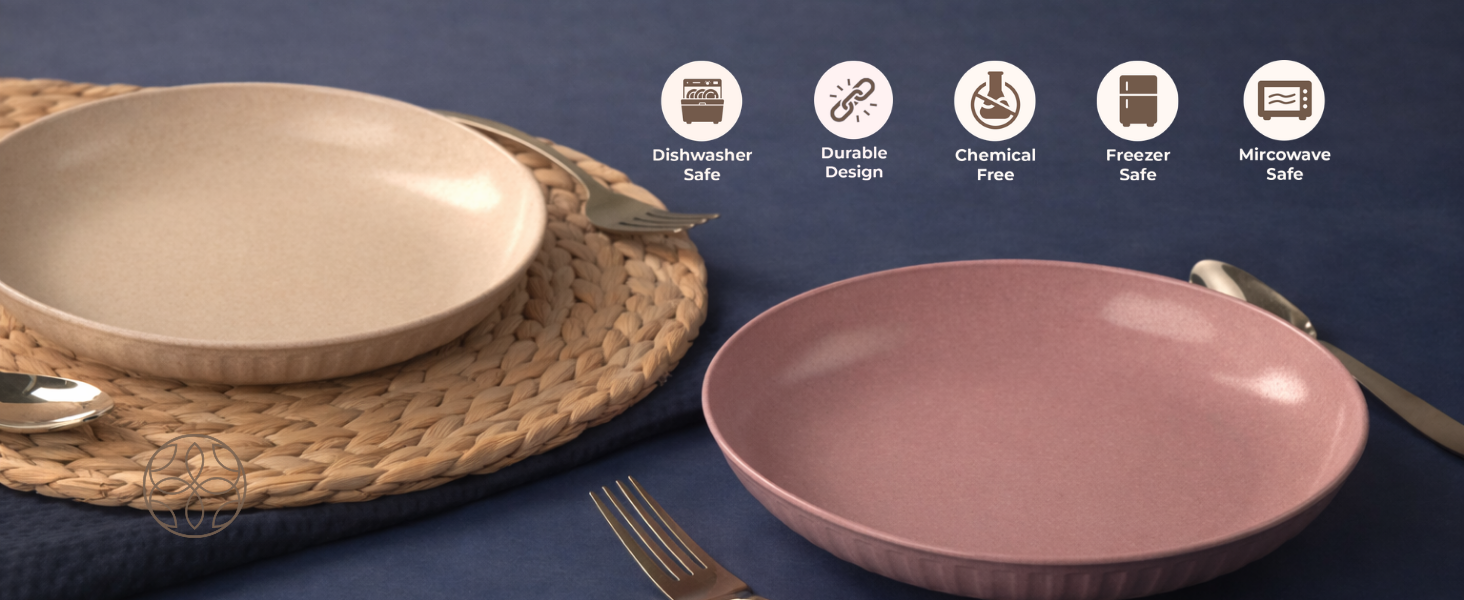 Irida Naturals Planet Friendly Fluted Dinner Plates Set | 9 inch | 4pcs