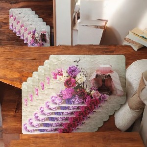 CASA-NEST PVC Printed Placemats for Dining Table, Set of 6 pcs Table Mat Size=45x30 cms