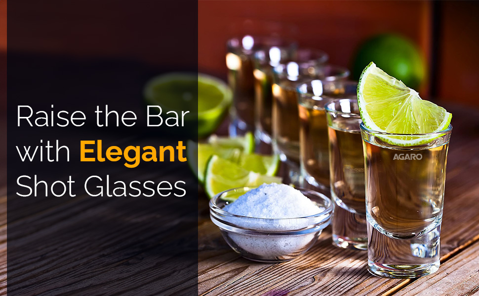 AGARO Elegant Shot Glass 45ml, Set of 6, Whisky Shot, Vodka Shot, Tequila Shot, Liquor Shot, Wine Tasting, Cocktail, Home, Bar